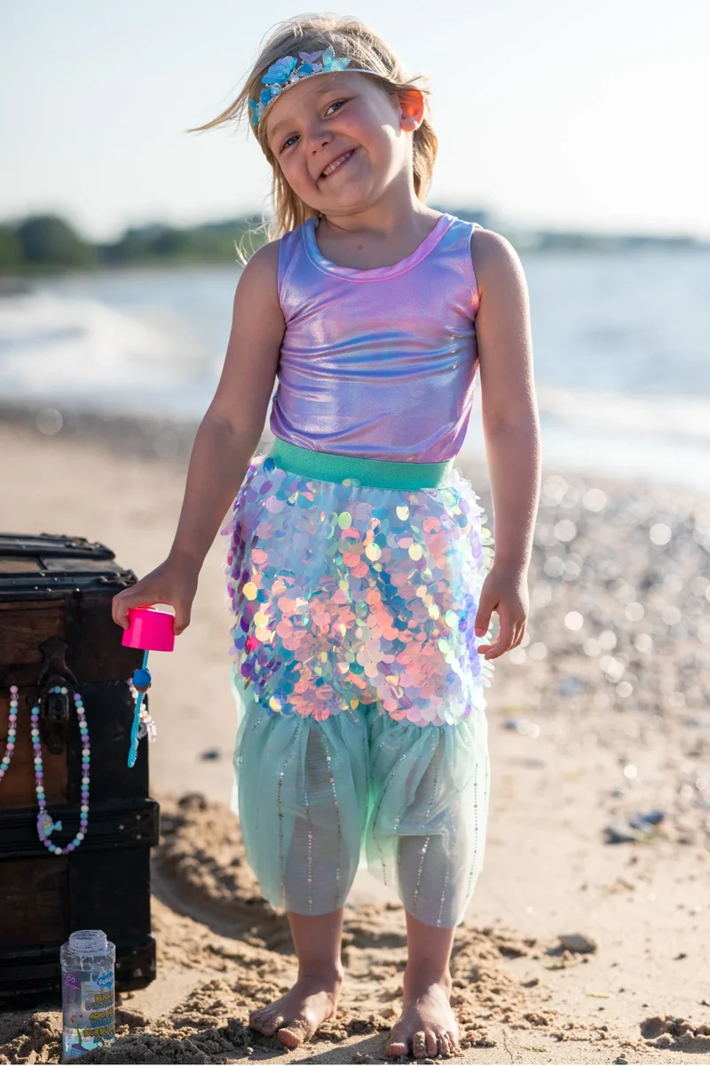 Bling Bling Falda y diadema Sirena Mint · Great Pretenders (4-6 años)