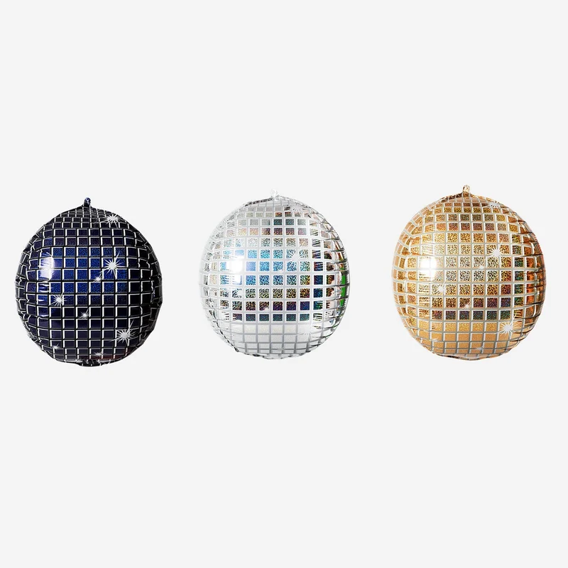 Disco ball foil balloon set - 3 pcs