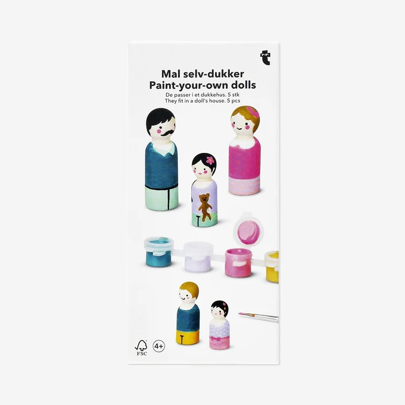 DIY doll's house dolls with paint - 5 pcs