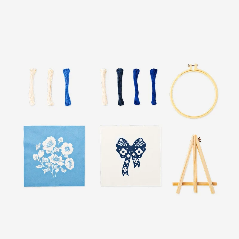 Embroidery kit with stand