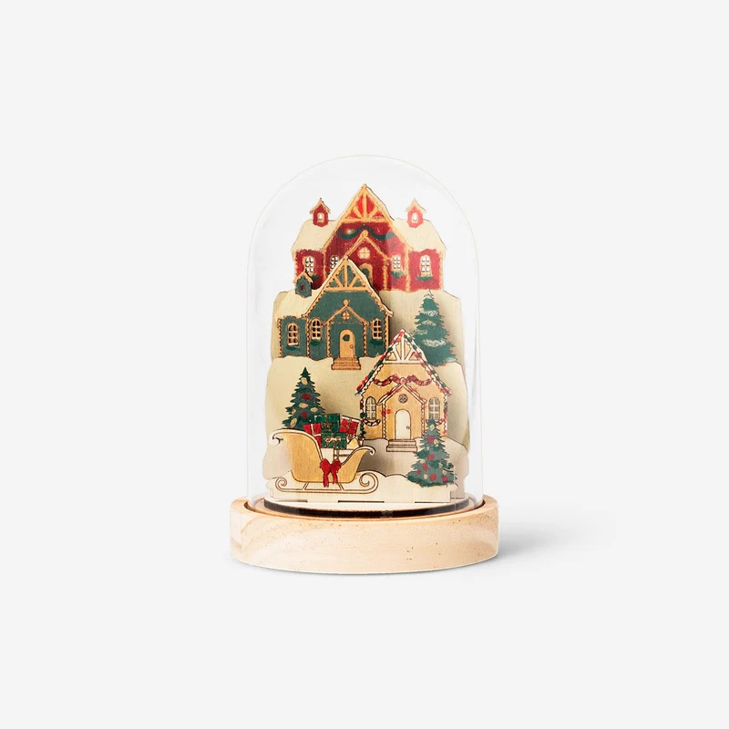 DIY wooden Christmas scene snowglobe