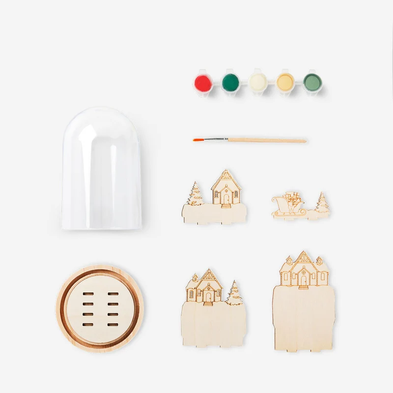 DIY wooden Christmas scene snowglobe