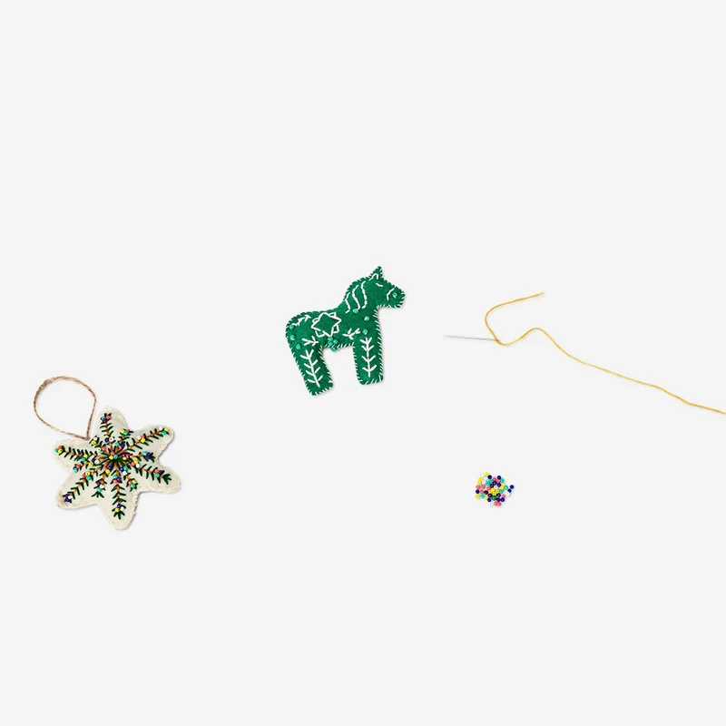 DIY sewn ornaments with beads