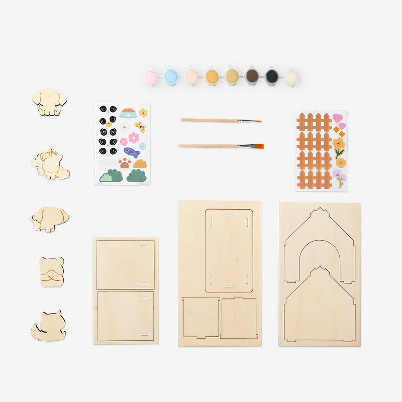 DIY pet house with pets and paint