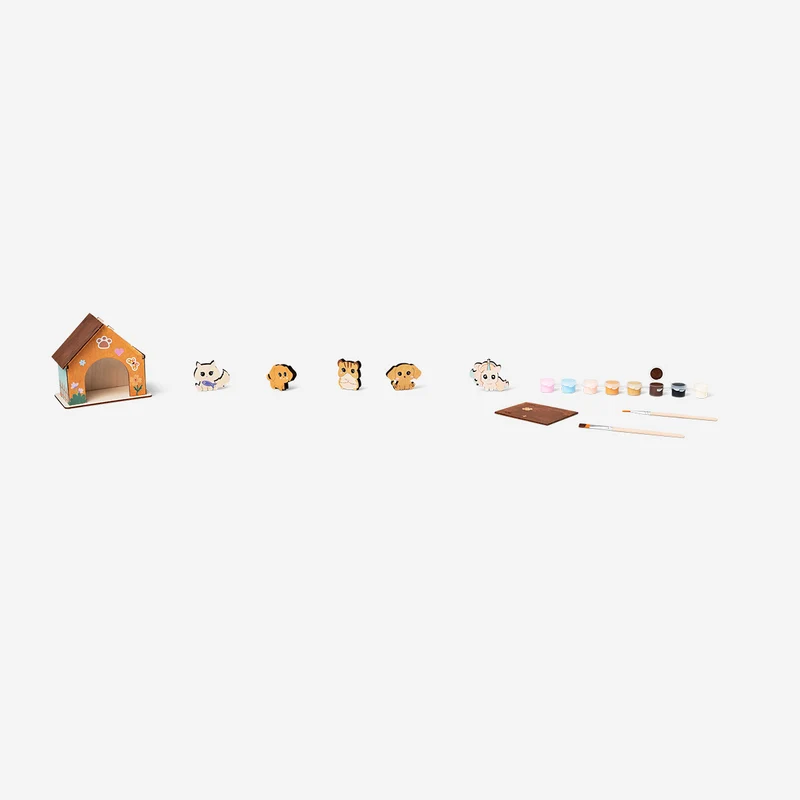 DIY pet house with pets and paint