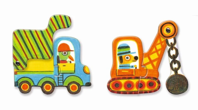 Puzzle dúo Vehículos Articulados 12 piezas · Djeco