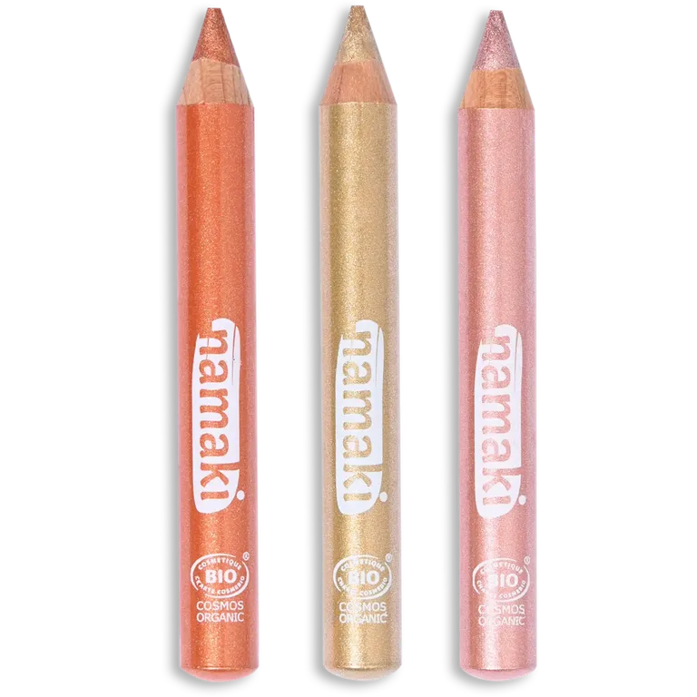 Set 3 Lápices Maquillaje Brillo Cobre, Oro, Rosa · Namaki