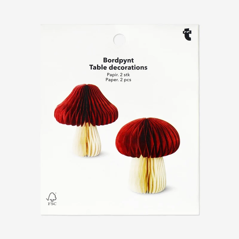 Paper mushroom table decorations - 2 pcs