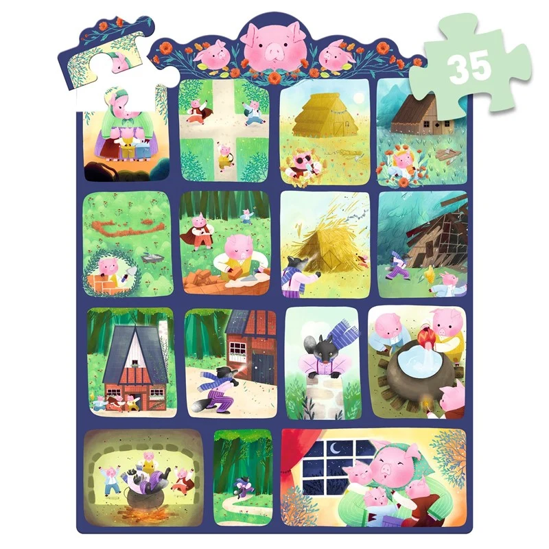 Puzzle de cuentos Los tres cerditos · Djeco