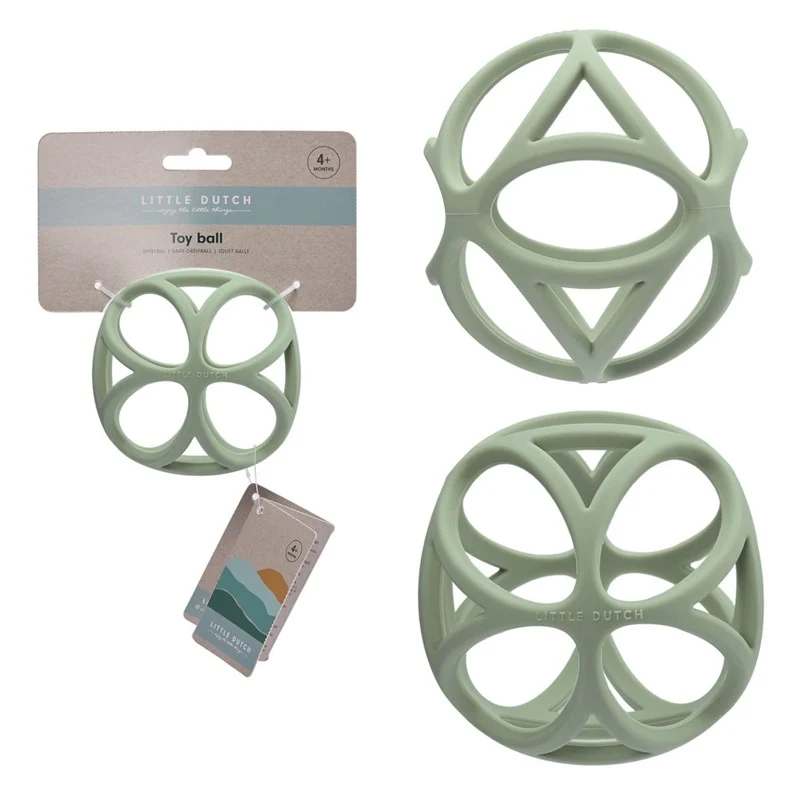 Pelota sensorial silicona verde · Little Dutch