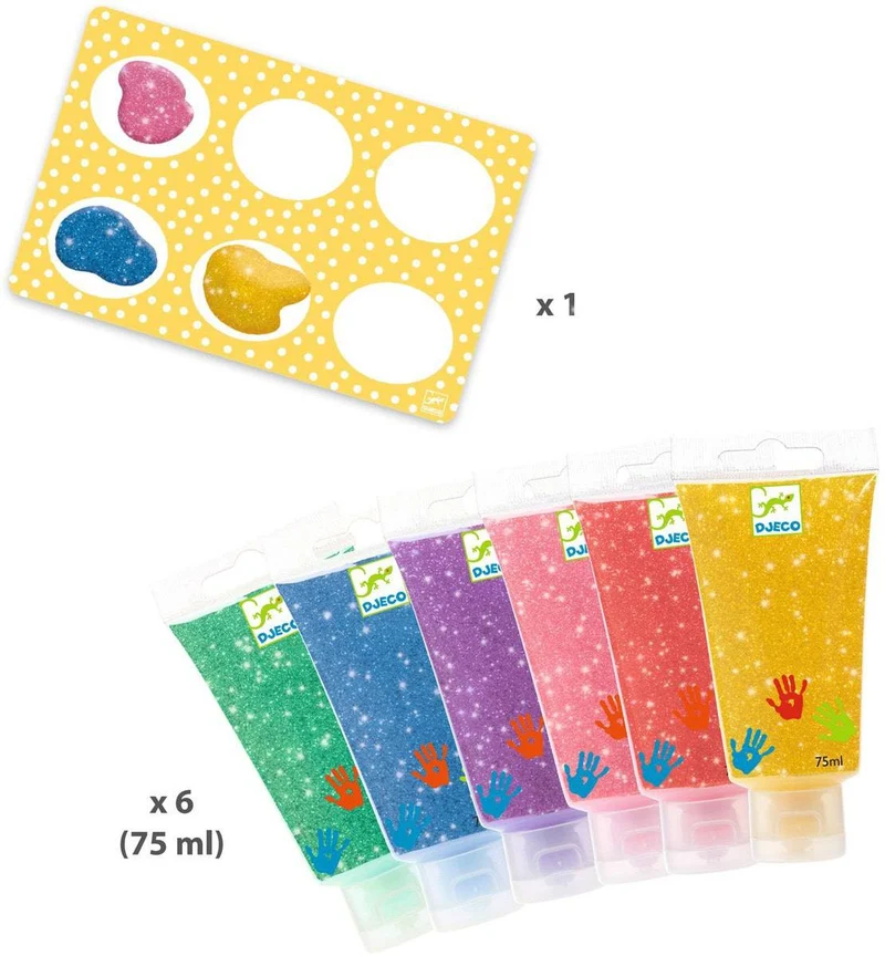 Pintura de dedo Purpurina (6 ud) · DJECO