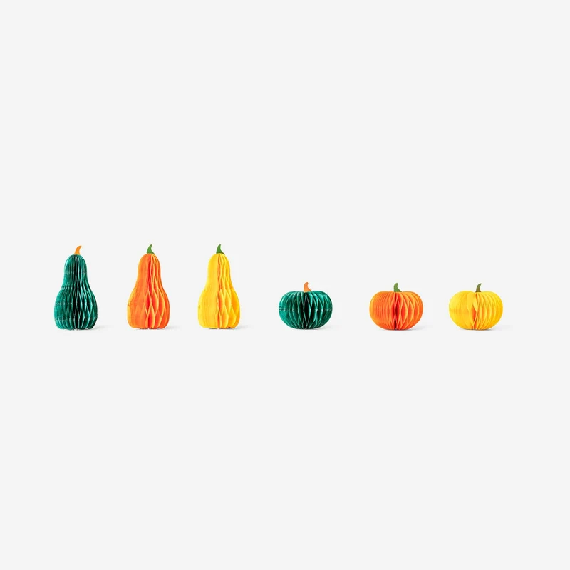 Honeycomb paper pumpkins - 6 pcs
