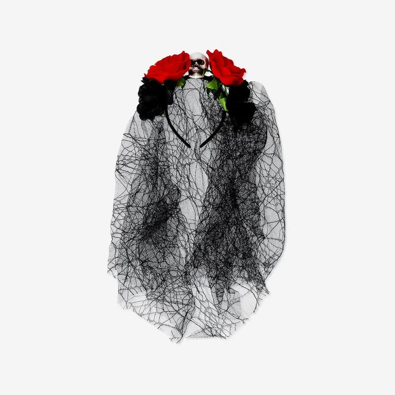 Skull with veil hairband - For adults