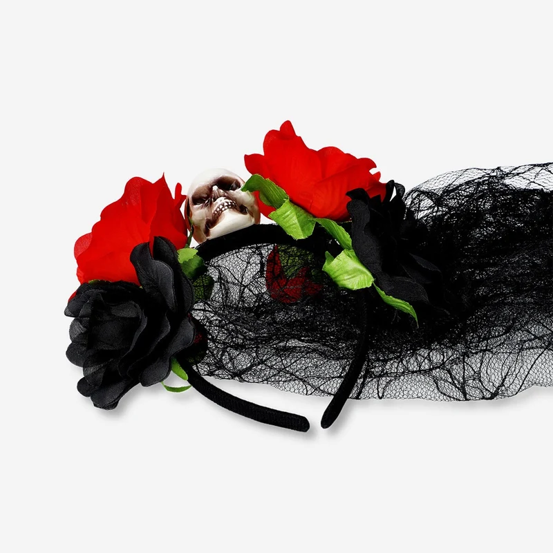 Skull with veil hairband - For adults