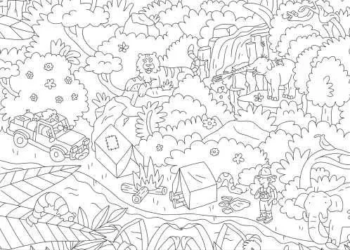 Poster XL Jungla para colorear 100x70 · OMY