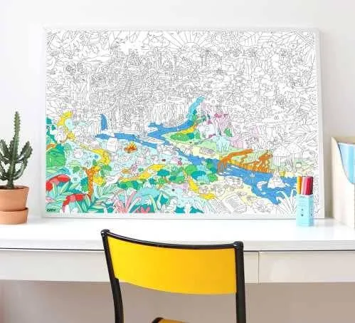 Poster XL Jungla para colorear 100x70 · OMY
