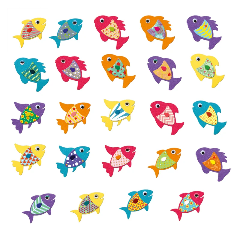Crear con pegatinas Me gustan los peces DJECO