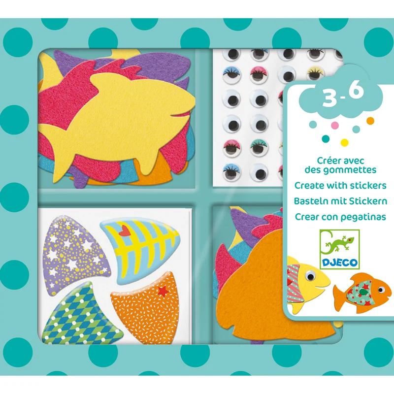 Crear con pegatinas Me gustan los peces DJECO
