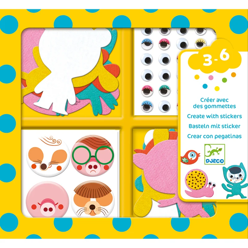 Crear con pegatinas Me gustan los animales DJECO
