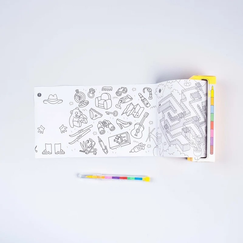 Juego de bolsillo para colorear Atlas+8 pinturas · OMY