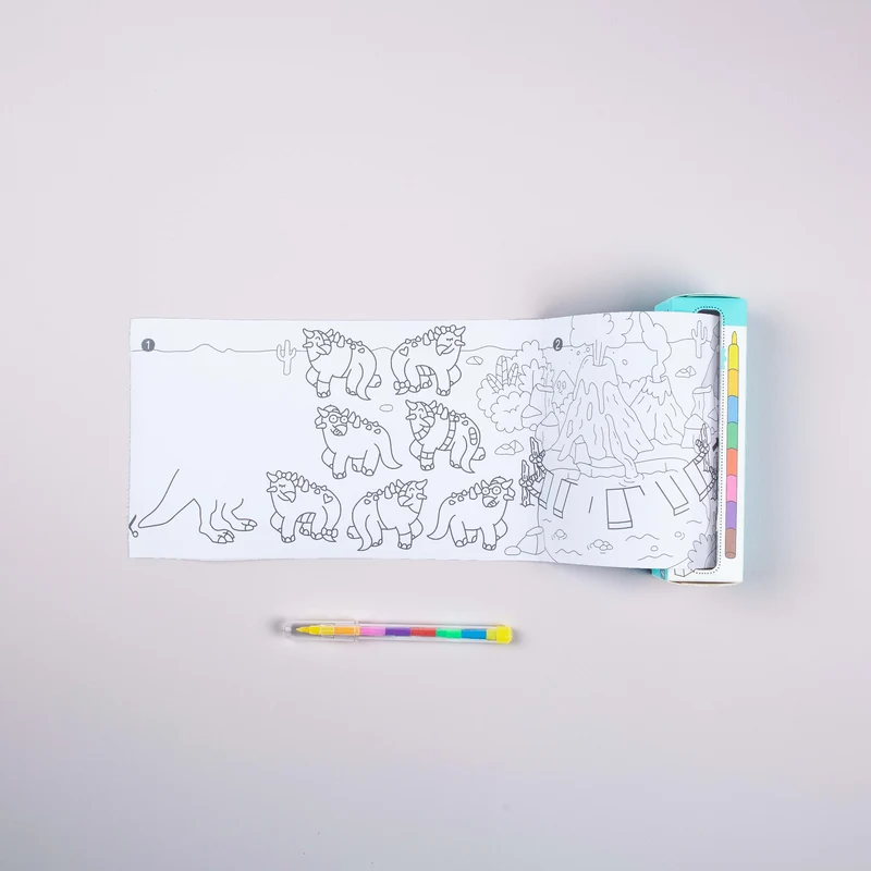 Juego de bolsillo para colorear Dinos+8 pinturas · OMY