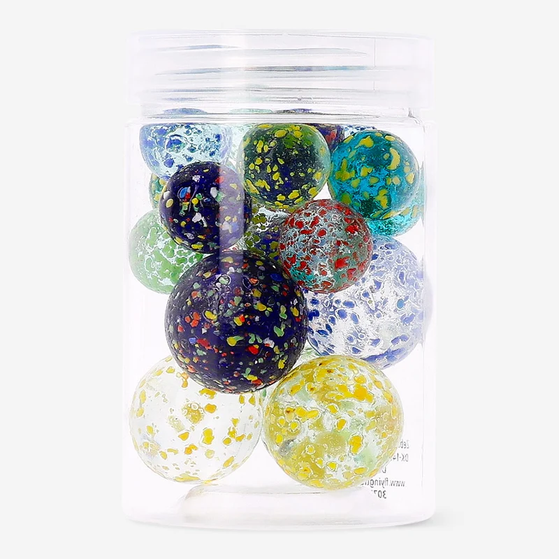 Glass marbles in box