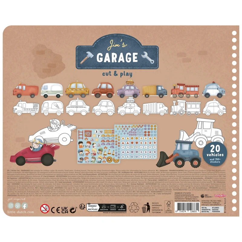 Libro de recortar y pintar vehiculos · Little Dutch