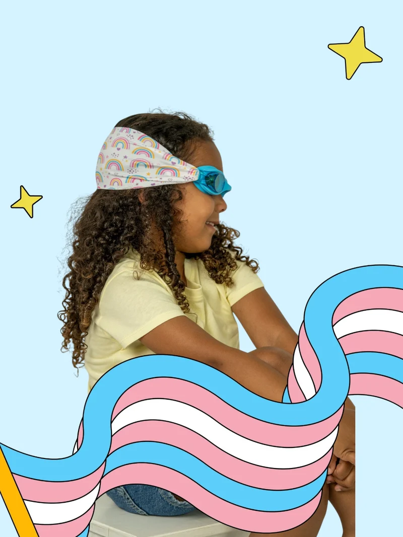 Gafas infantiles azul claro con turbante Arcoiris · Fun Water