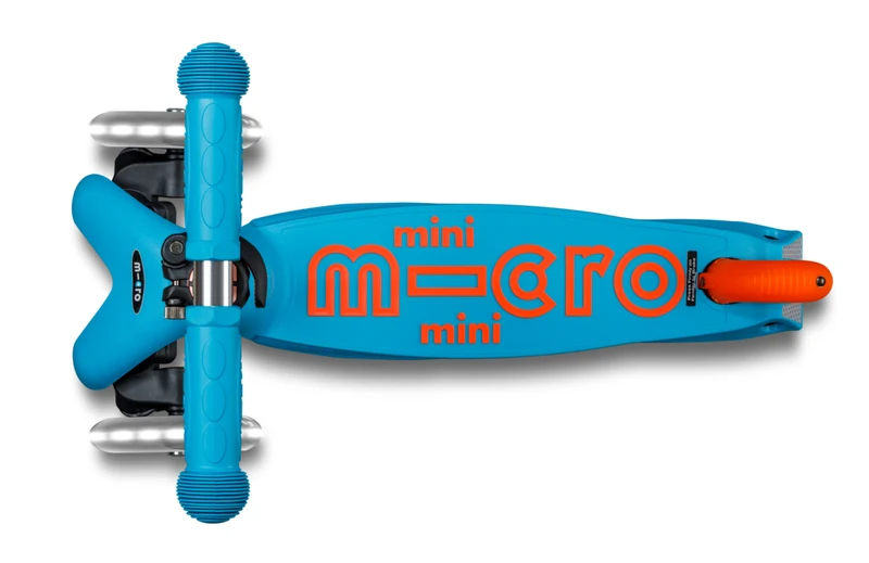 Patinete Mini Deluxe Plegable Neón LED · Azul/Naranja