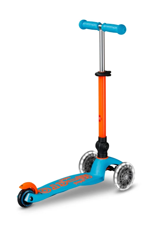 Patinete Mini Deluxe Plegable Neón LED · Azul/Naranja