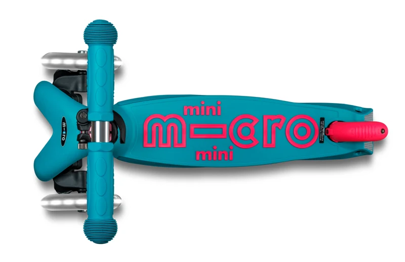 Patinete Mini Deluxe Plegable Neón LED · Aqua /Fucsia