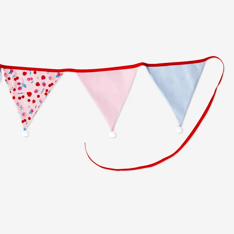 Fabric garland with pom poms - 300 cm