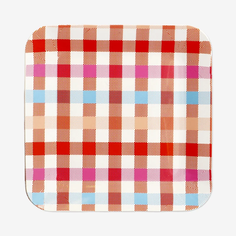 Chequered picnic plates - 4 pcs