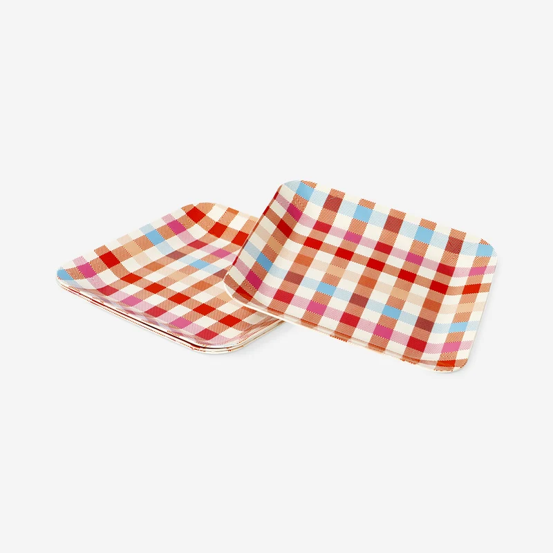 Chequered picnic plates - 4 pcs