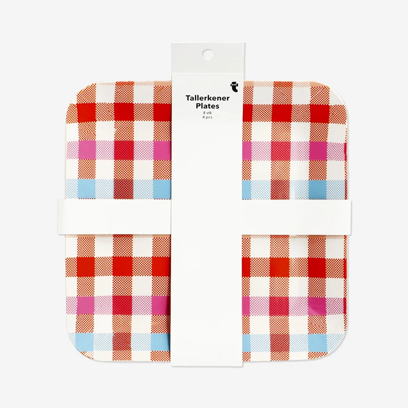 Chequered picnic plates - 4 pcs