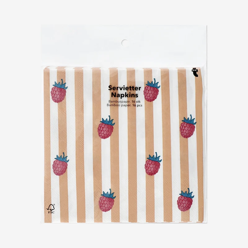 Napkins with red berries - 16 pcs