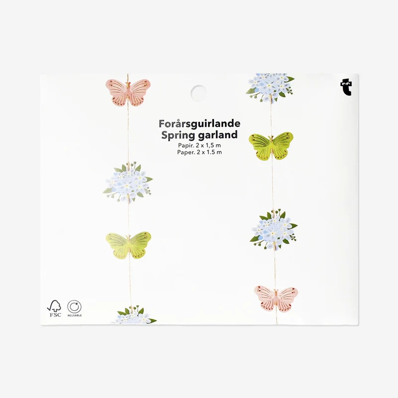 Spring garland with flowers and butterflies - 150 cm
