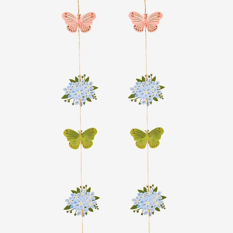 Spring garland with flowers and butterflies - 150 cm