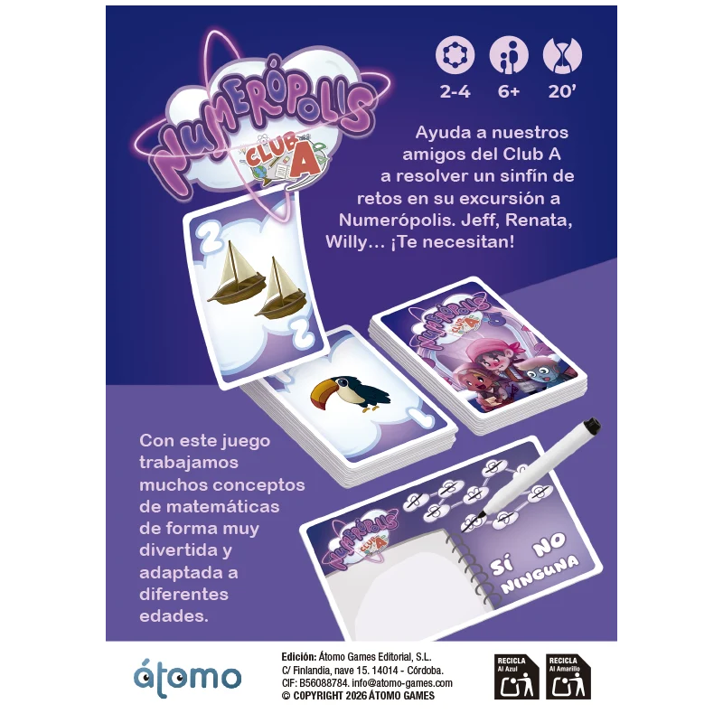 Numerópolis - Juego de mesa - Atomo - 2-4 jugadores - 6+ años - 20 min