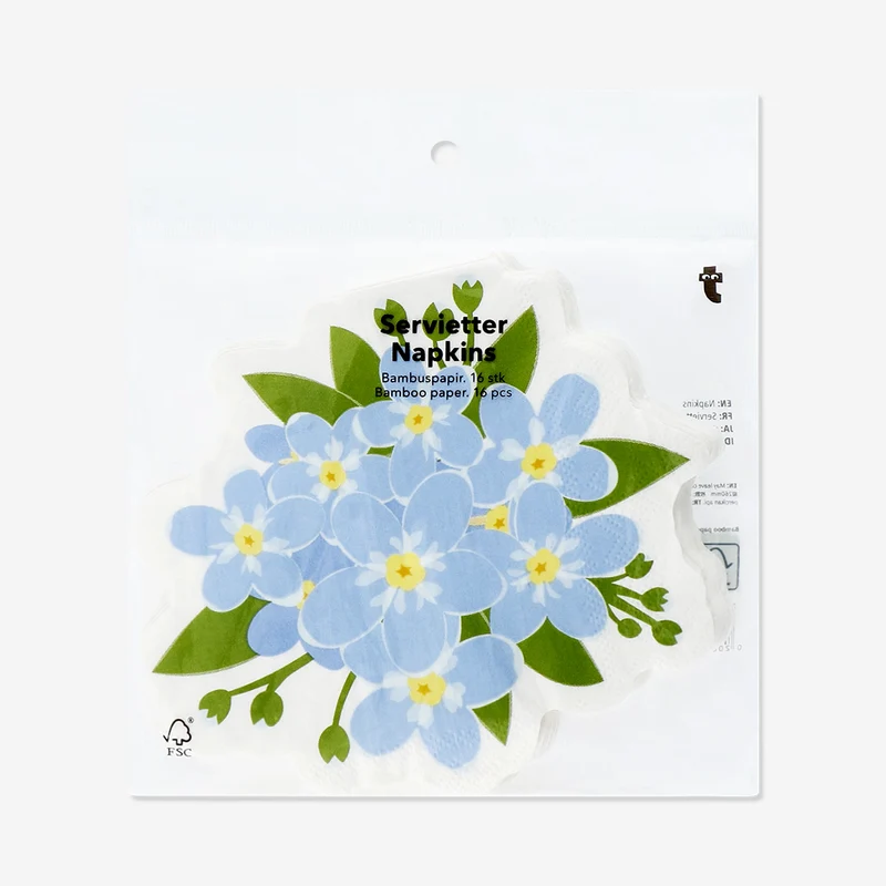 Blue flower napkins - 16 pcs