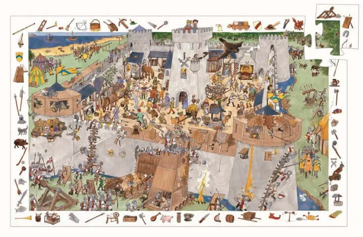 Puzzle Observación Castillo y poster - Djeco +5 años