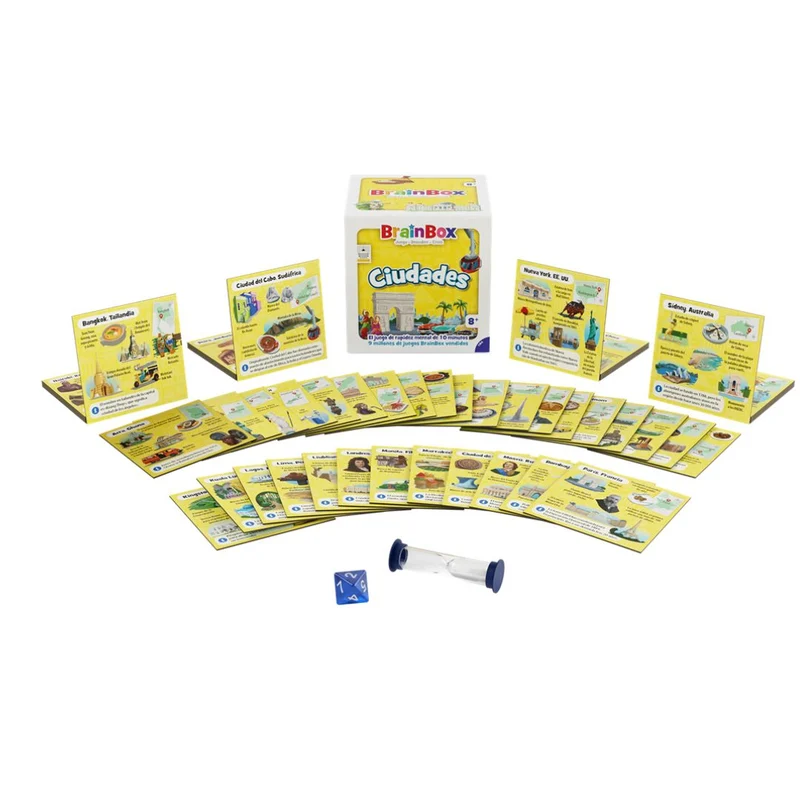 Brainbox Ciudades - Juego de mesa - Bezzerwizzer Studio - 1 jugador - 8+ años - 10 min