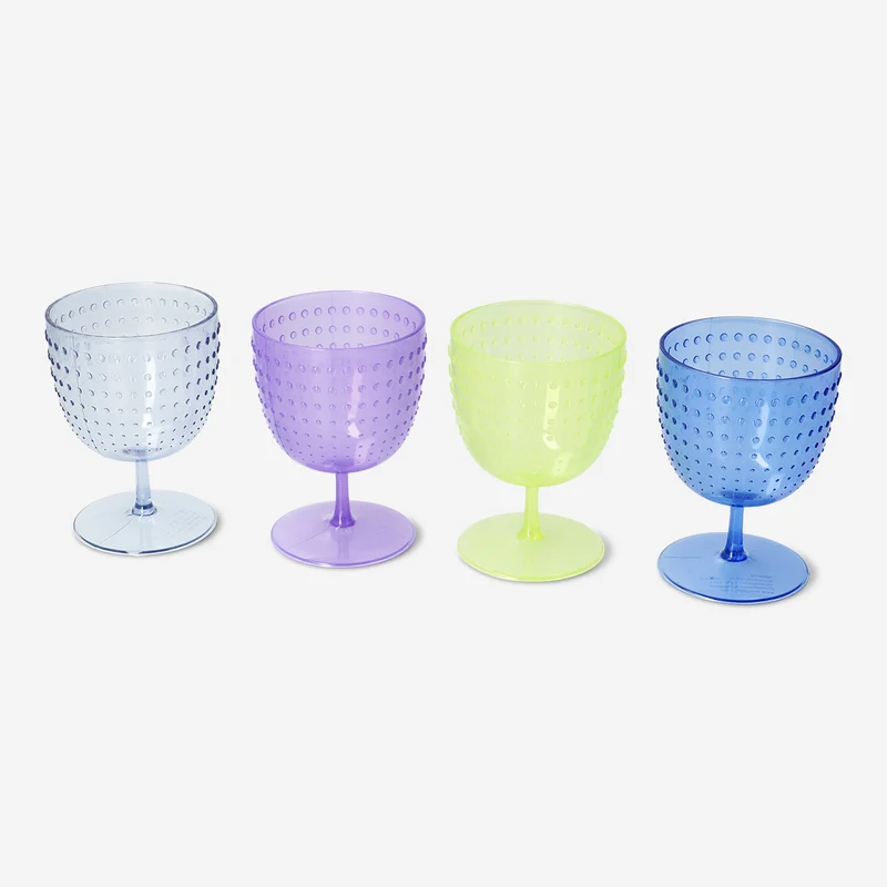 Pearlescent wine glasses with dots - 4 pcs