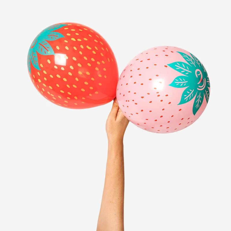 Strawberry and raspberry balloons - 6 pcs