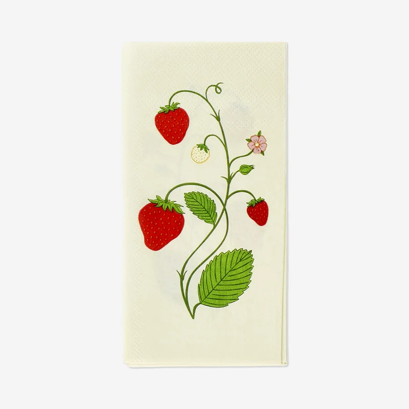 Cocktail napkins with strawberries - 16 pcs