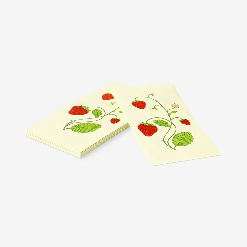Cocktail napkins with strawberries - 16 pcs