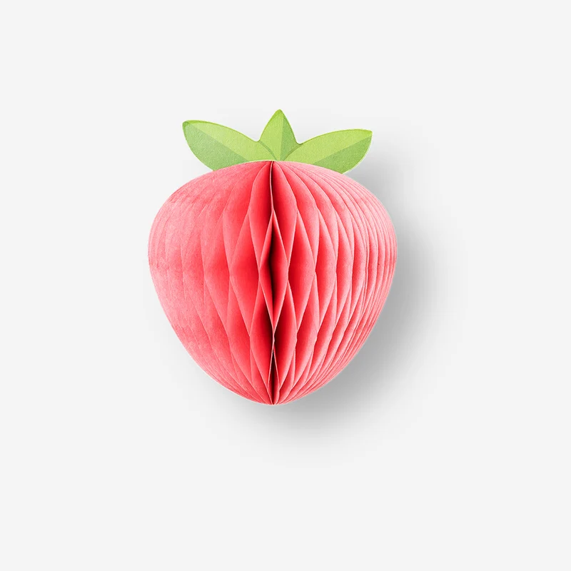 Honeycomb paper strawberry table decorations - 6 pcs