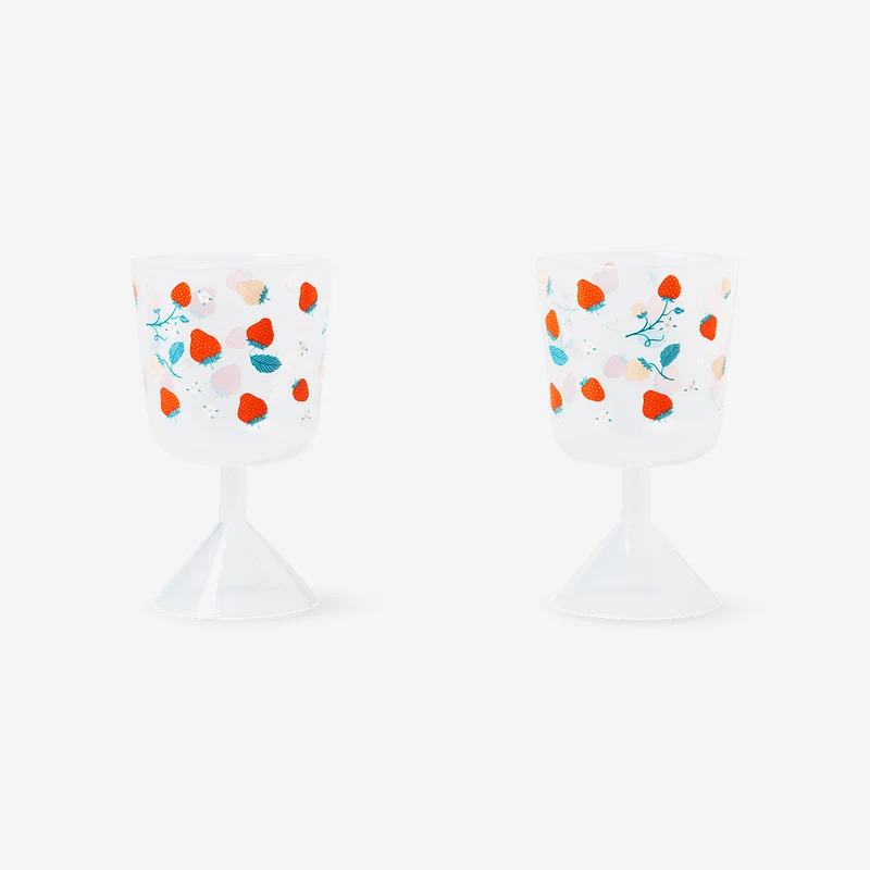 Wine glasses with strawberry print - 2 pcs