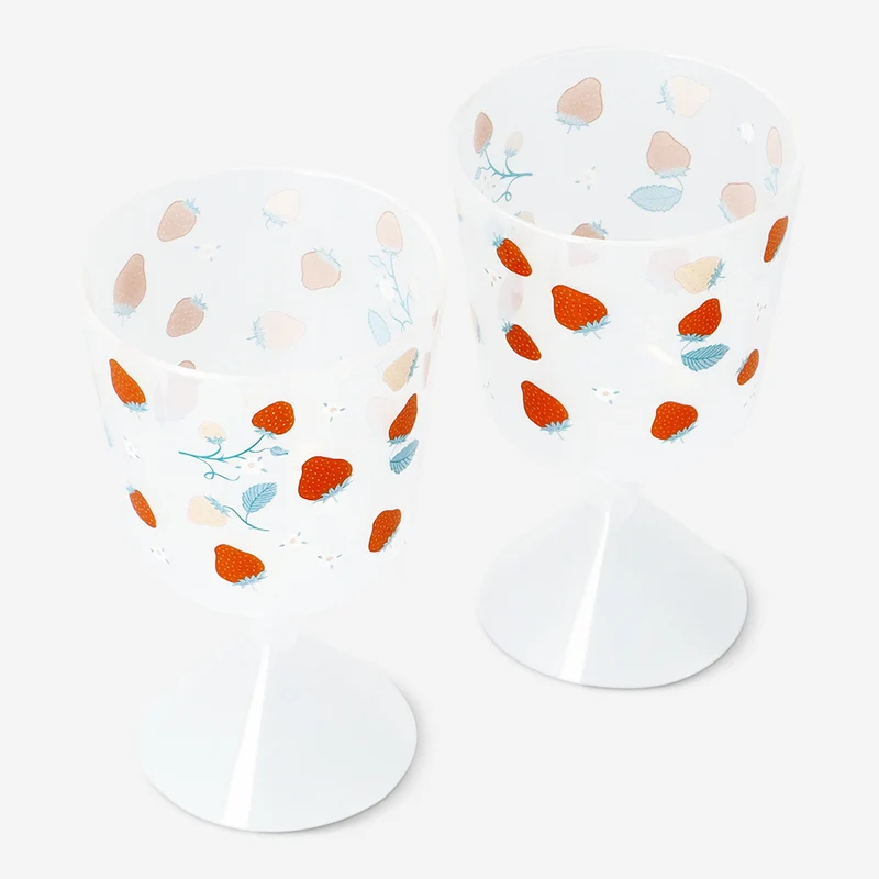 Wine glasses with strawberry print - 2 pcs