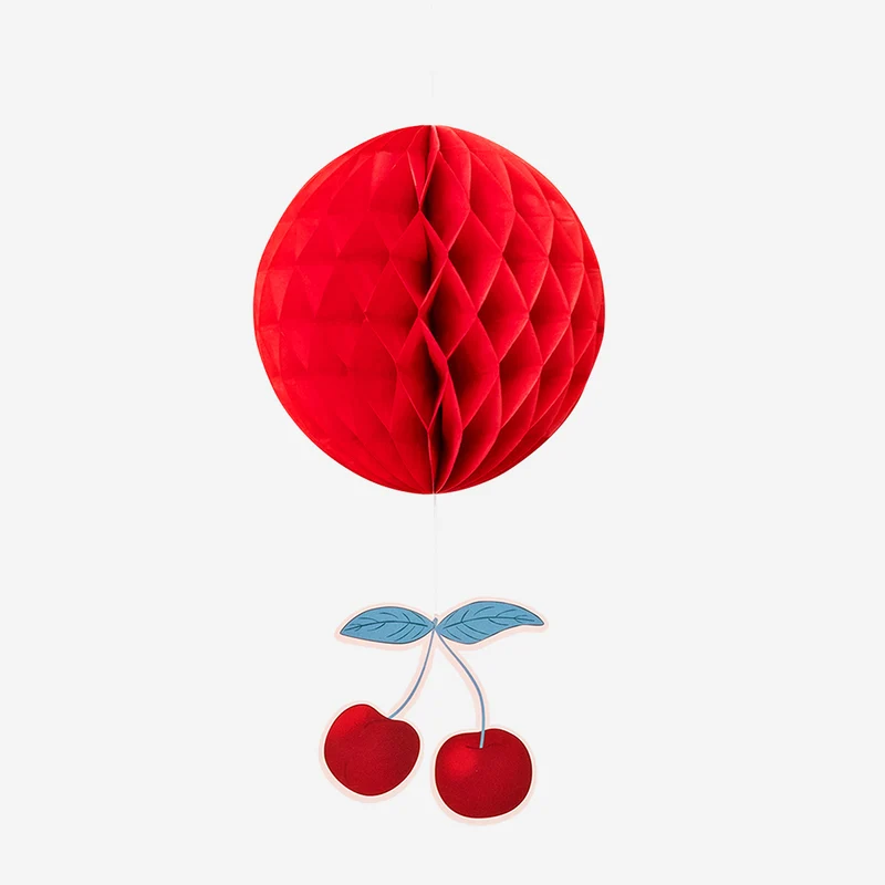 Honeycomb paper cherries - 3 pcs